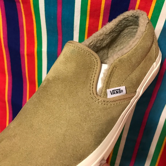 slip on vans with fuzzy inside